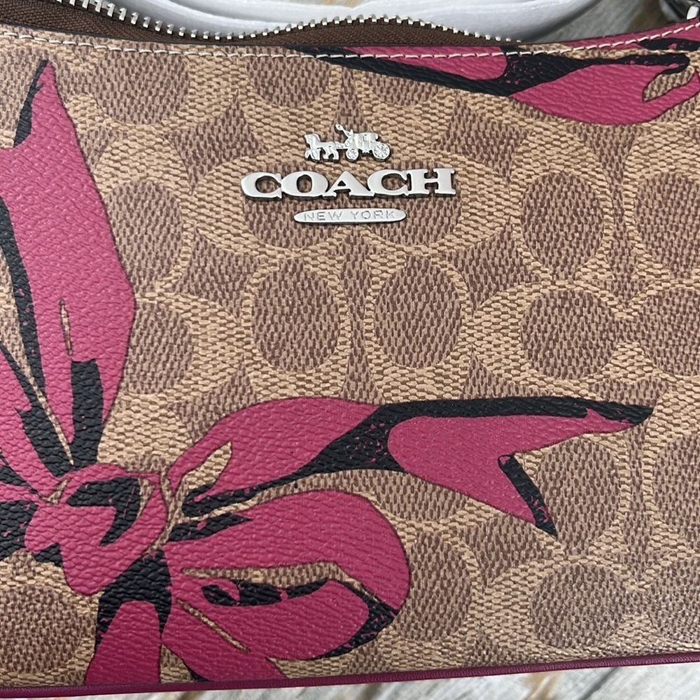 Coach Teri Shoulder Bag Crossbody In Signature Canvas With Bow Print Purse - Picture 4 of 7